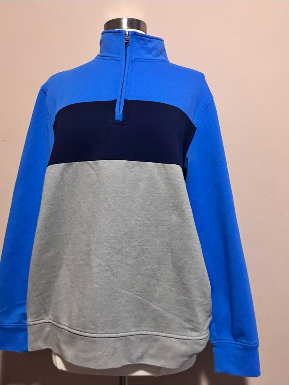 Club Room Blue and Gray Colorblock Half-Zip Pullover